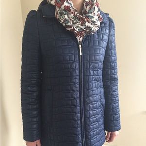 Kate Spade Jacket Coat Navy Quilted With Bow Bag